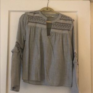 Embroidered top with bell sleeves
